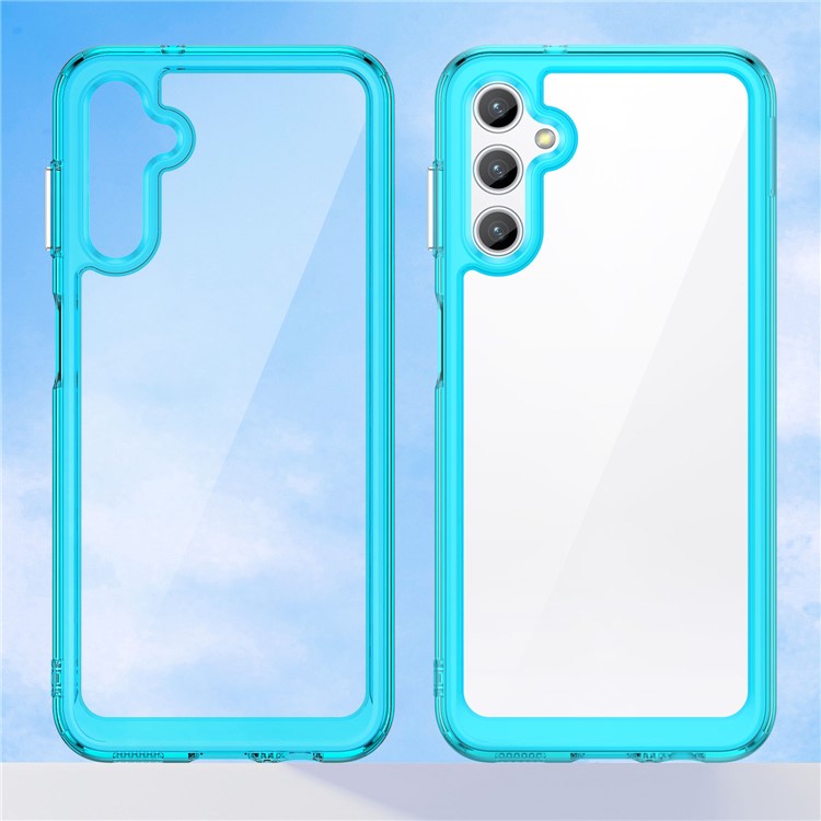 For Samsung Galaxy M44 5G Case Colorful Frame TPU + Acrylic Shockproof Phone Back Cover - Transparent Blue