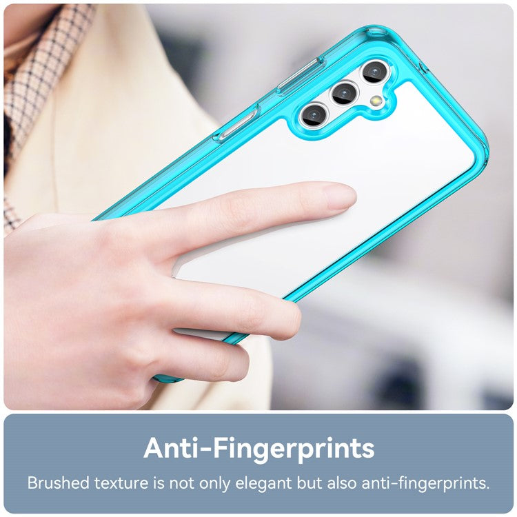 For Samsung Galaxy M44 5G Case Colorful Frame TPU + Acrylic Shockproof Phone Back Cover - Transparent Blue