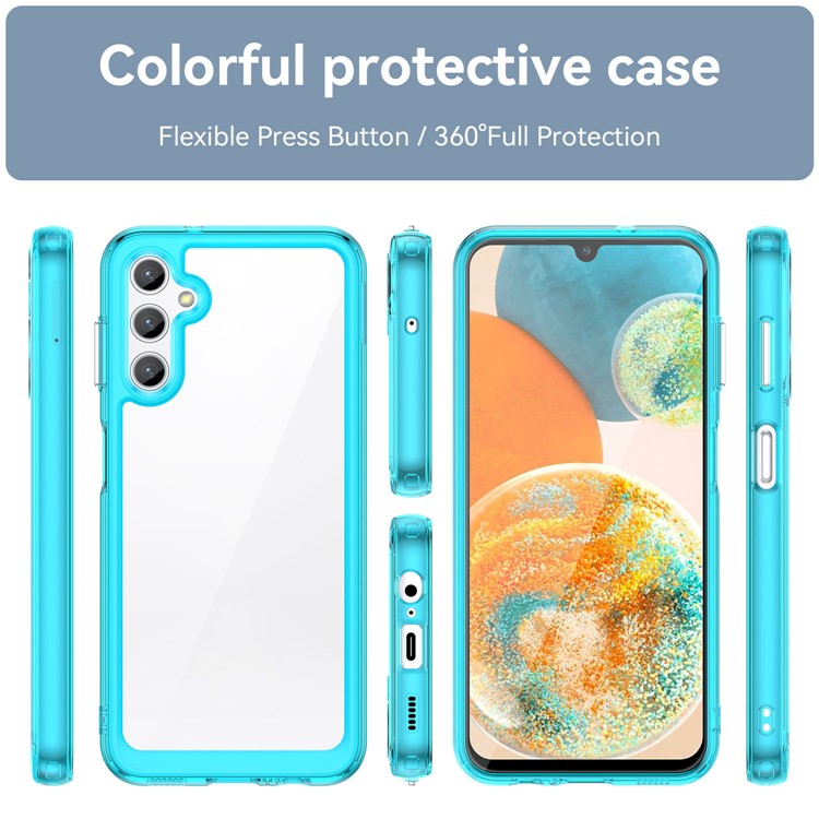 For Samsung Galaxy M44 5G Case Colorful Frame TPU + Acrylic Shockproof Phone Back Cover - Transparent Blue