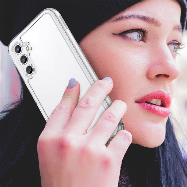 For Samsung Galaxy M44 5G Case Colorful Frame TPU + Acrylic Shockproof Phone Back Cover - Transparent