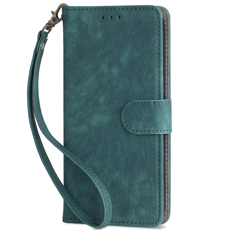 For OnePlus 12 5G Leather Phone Case with Strap RFID Blocking Card Slots - Green