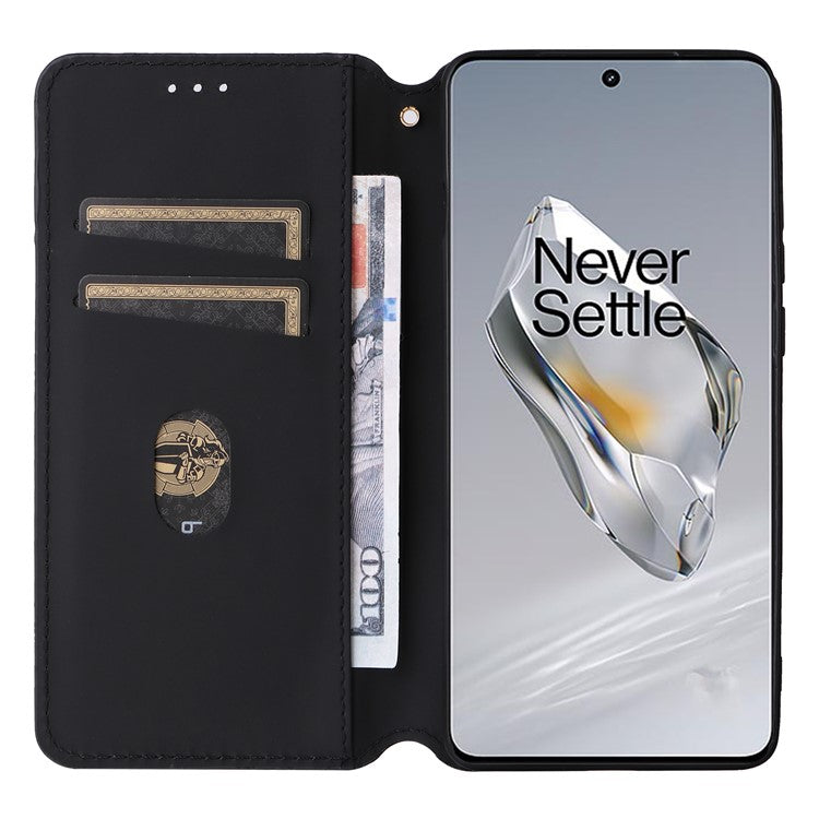 For OnePlus 12 5G Cell Phone Cases Anti-scratch PU Leather+TPU Imprinted Cover - Silver
