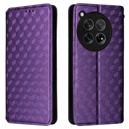For OnePlus 12 5G Cell Phone Cases Anti-scratch PU Leather+TPU Imprinted Cover - Purple