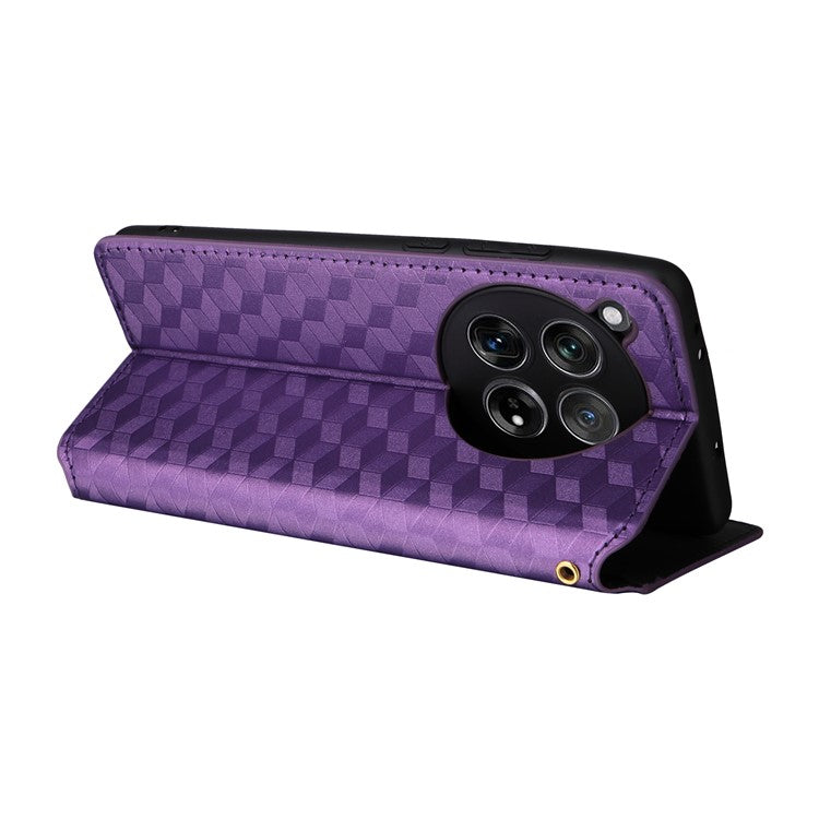 For OnePlus 12 5G Cell Phone Cases Anti-scratch PU Leather+TPU Imprinted Cover - Purple