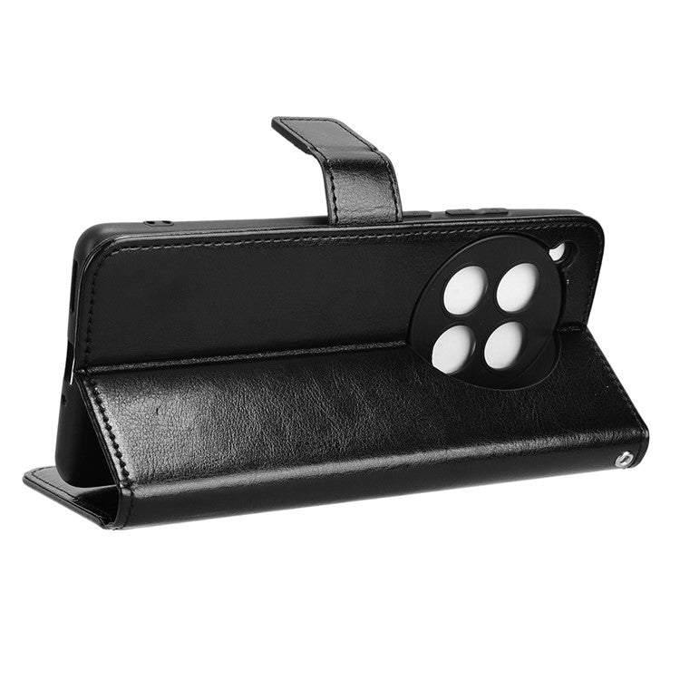 For OnePlus 12 5G Wallet Leather Phone Case Craxy Horse Pattern - Black