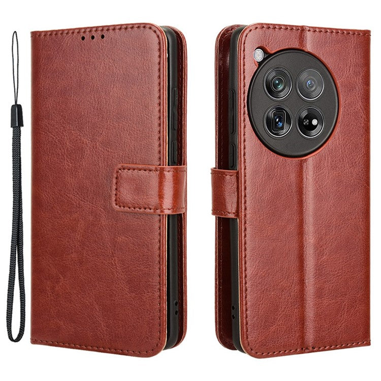 For OnePlus 12 5G Wallet Leather Phone Case Craxy Horse Pattern - Brown