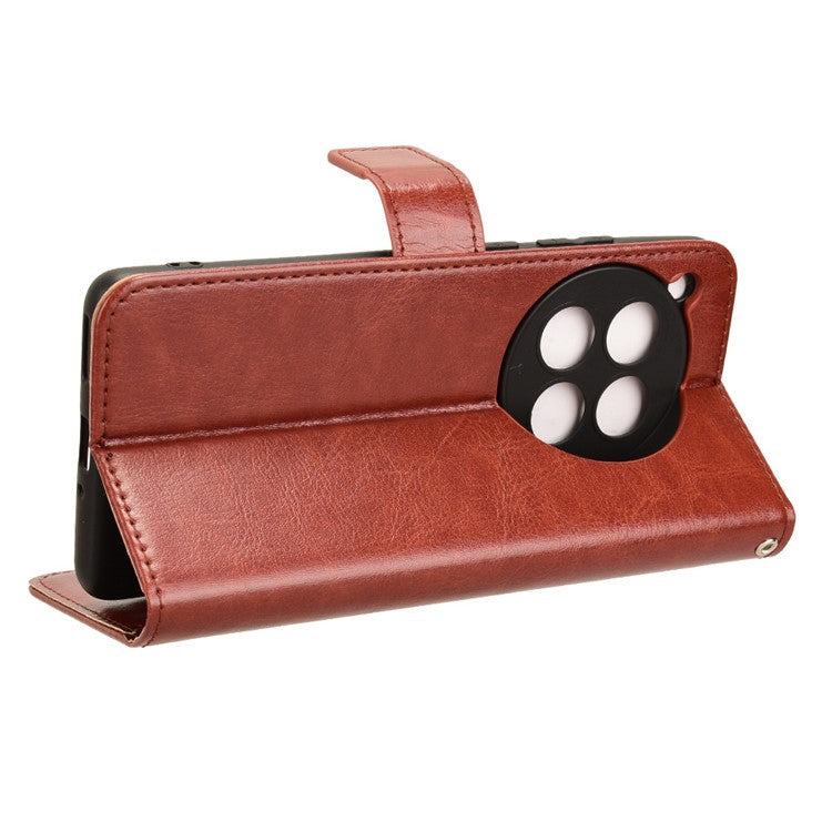 For OnePlus 12 5G Wallet Leather Phone Case Craxy Horse Pattern - Brown