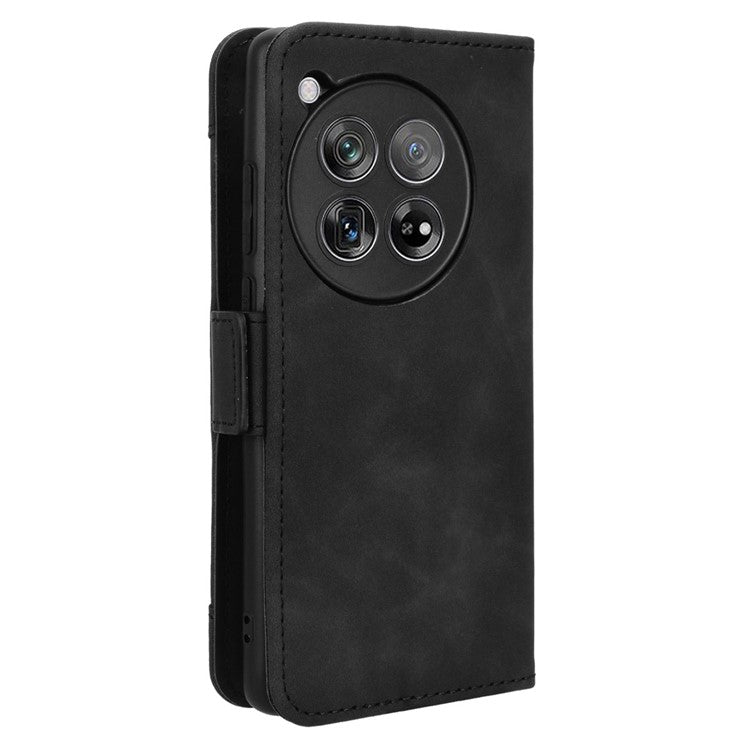Leather Phone Shell for OnePlus 12 5G Case Multiple Card Slots Wallet Cellphone Cover - Black