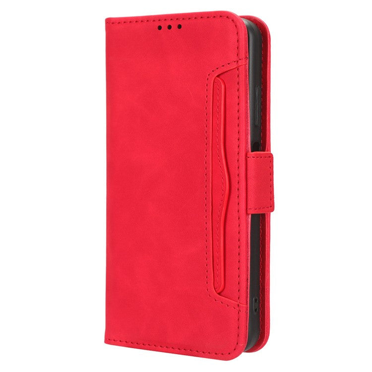 Leather Phone Shell for OnePlus 12 5G Case Multiple Card Slots Wallet Cellphone Cover - Red