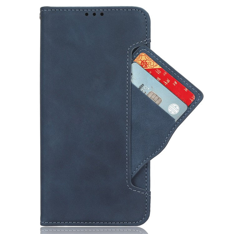 Leather Phone Shell for OnePlus 12 5G Case Multiple Card Slots Wallet Cellphone Cover - Blue