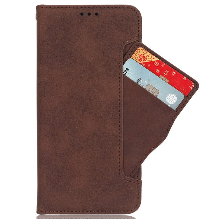Leather Phone Shell for OnePlus 12 5G Case Multiple Card Slots Wallet Cellphone Cover - Brown