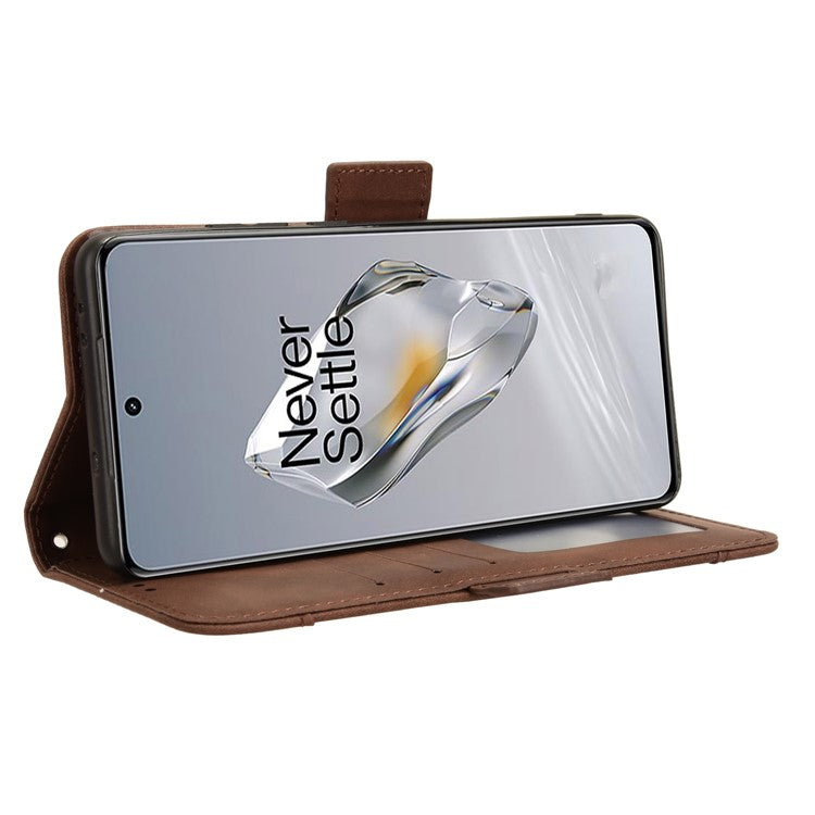 Leather Phone Shell for OnePlus 12 5G Case Multiple Card Slots Wallet Cellphone Cover - Brown