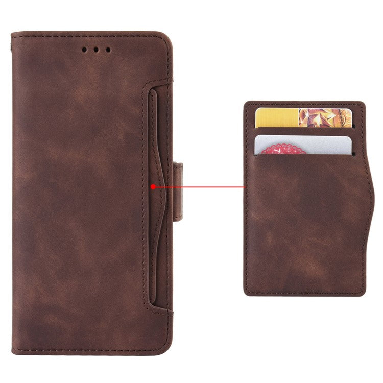 Leather Phone Shell for OnePlus 12 5G Case Multiple Card Slots Wallet Cellphone Cover - Brown