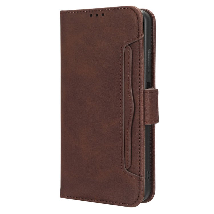 Leather Phone Shell for OnePlus 12 5G Case Multiple Card Slots Wallet Cellphone Cover - Brown