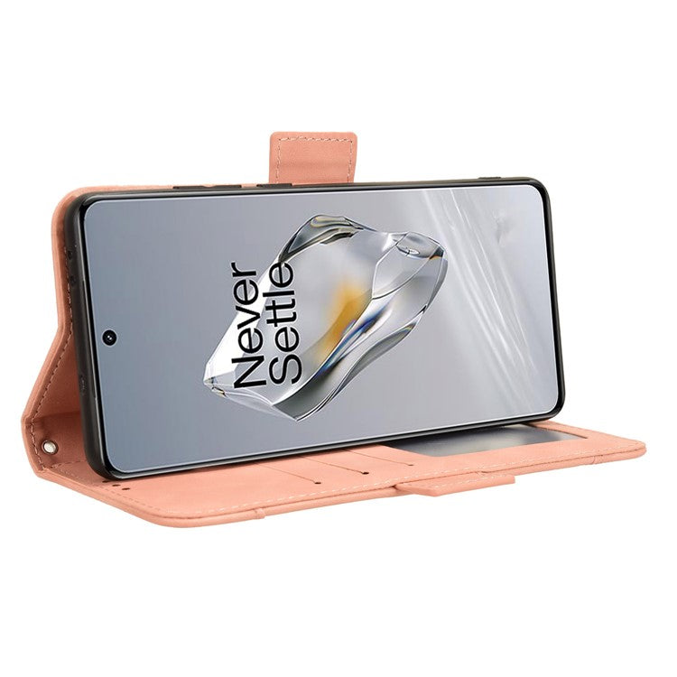 Leather Phone Shell for OnePlus 12 5G Case Multiple Card Slots Wallet Cellphone Cover - Pink