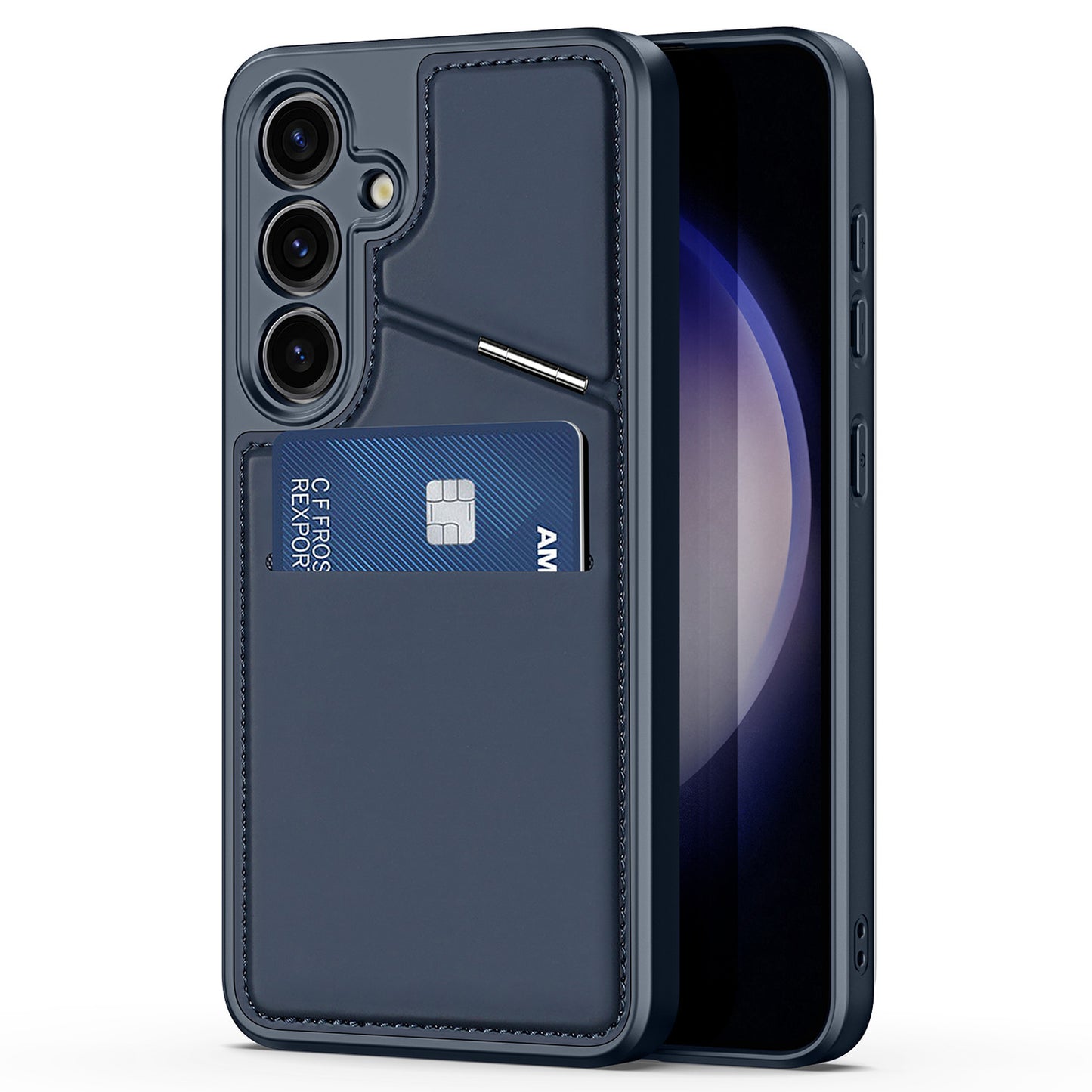 DUX DUCIS Rafi II Series for Samsung Galaxy S24+ Magnetic Case PU Leather Kickstand Phone Cover - Blue