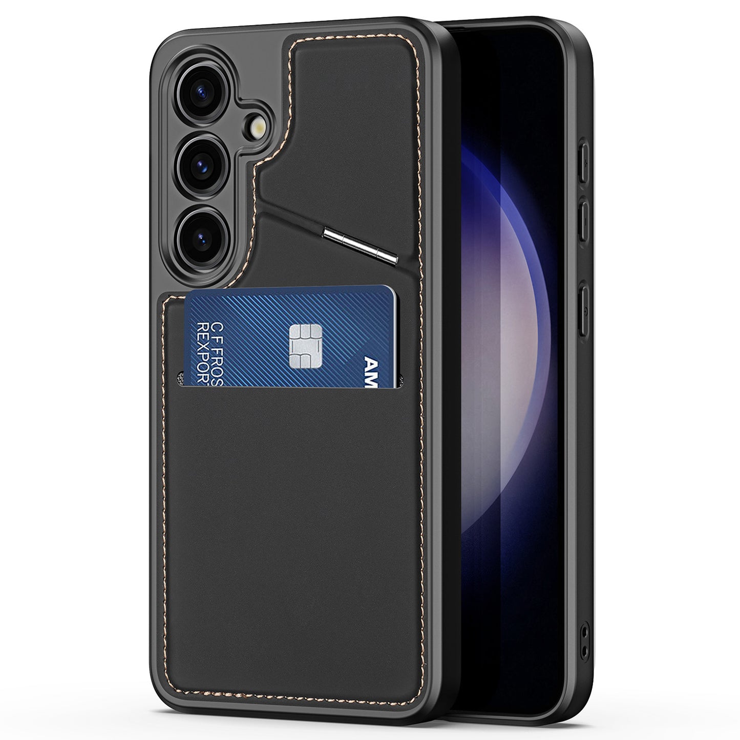 DUX DUCIS Rafi II Series for Samsung Galaxy S24+ Magnetic Case PU Leather Kickstand Phone Cover - Black