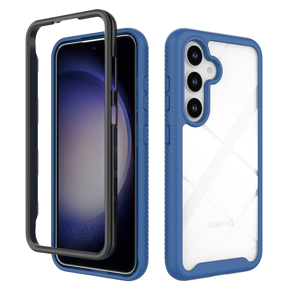 For Samsung Galaxy S24 Case PC+TPU Shock Absorbing Mobile Phone Back Shell - Dark Blue