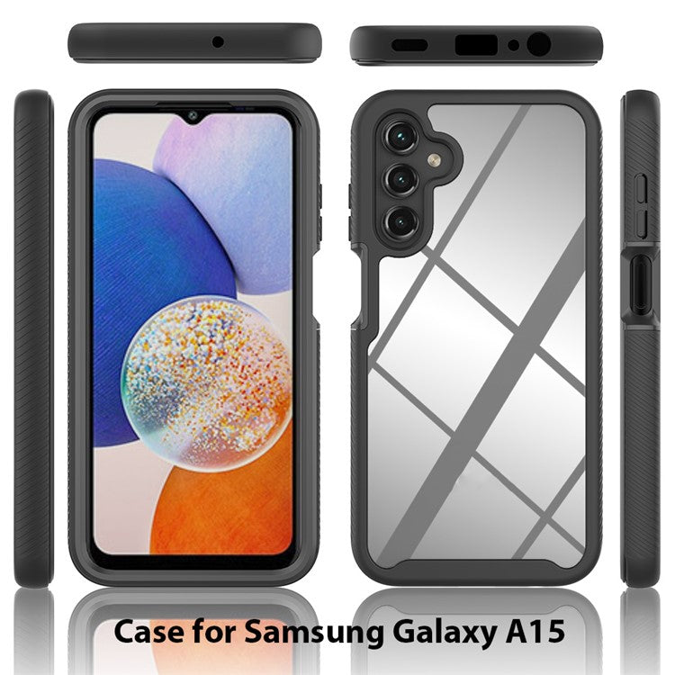 For Samsung Galaxy A15 4G / A15 5G Cell Phone Case Anti-scratch PC+TPU Protective Back Cover - Black