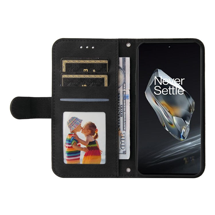 For OnePlus 12 5G Cell Phone Case PU Leather Skin-Touch Feeling Cover Wallet - Black
