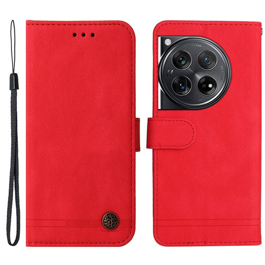 For OnePlus 12 5G Cell Phone Case PU Leather Skin-Touch Feeling Cover Wallet - Red