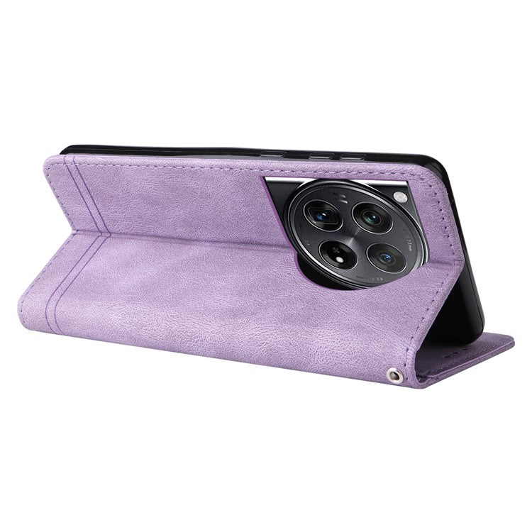 For OnePlus 12 5G Cell Phone Case PU Leather Skin-Touch Feeling Cover Wallet - Purple