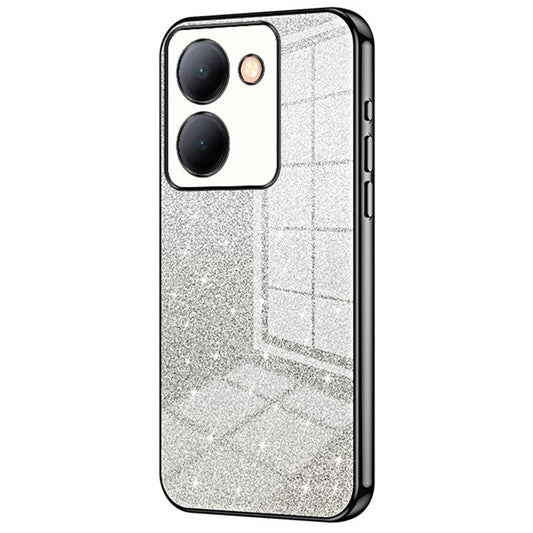 For vivo Y78 (China) 5G / Y78m 5G / Y36 4G (Global) / Y36 5G (Global) / Y27 5G / Y77t 5G Shiny TPU Case Electroplated Cover - Black