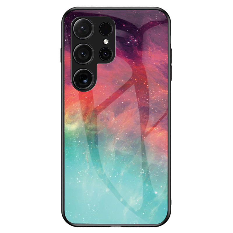 For Samsung Galaxy S24 Ultra Case Starry Sky Pattern Tempered Glass+PC+TPU Phone Cover - Color Starry Sky