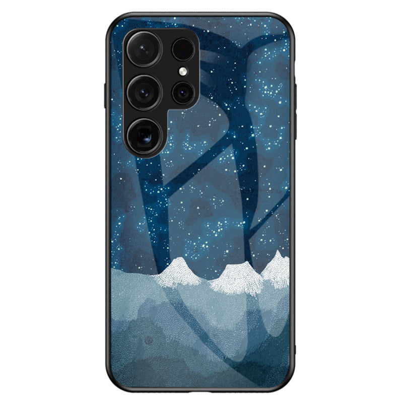 For Samsung Galaxy S24 Ultra Case Starry Sky Pattern Tempered Glass+PC+TPU Phone Cover - Scattering Starry