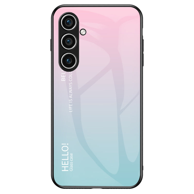 For Samsung Galaxy S24 Phone Cover Gradient Tempered Glass Back Cover - Gradient Pink Blue