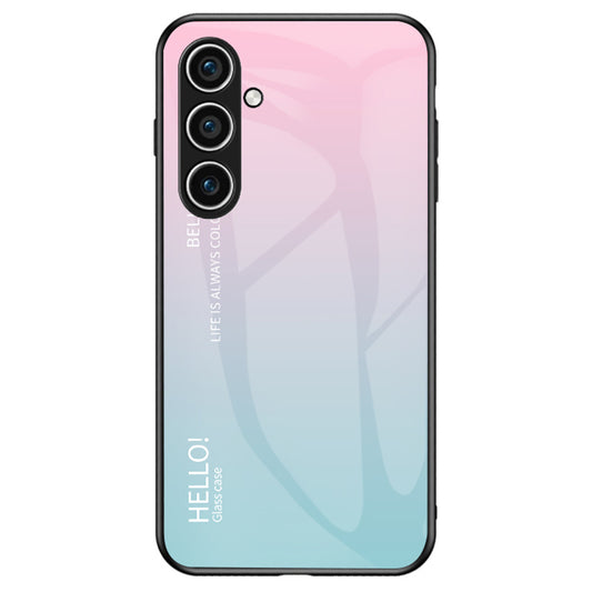 For Samsung Galaxy S24 Phone Cover Gradient Tempered Glass Back Cover - Gradient Pink Blue