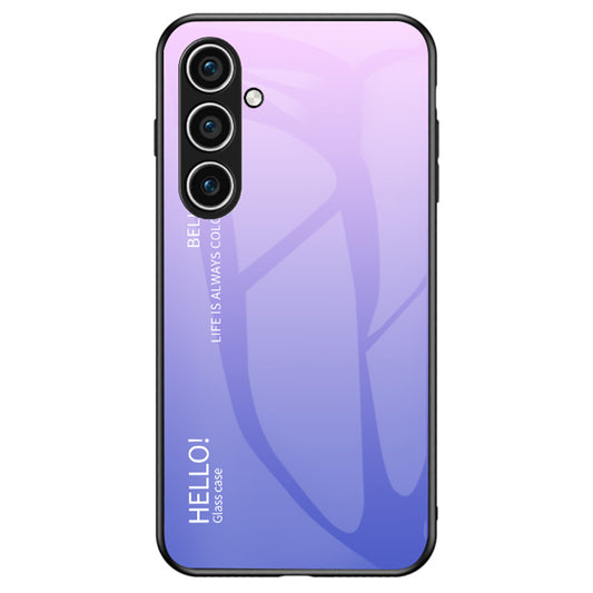 For Samsung Galaxy S24 Phone Cover Gradient Tempered Glass Back Cover - Gradient Pink Purple