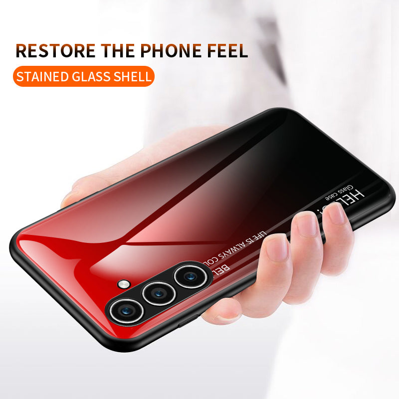 For Samsung Galaxy S24 Phone Cover Gradient Tempered Glass Back Cover - Gradient Pink Purple