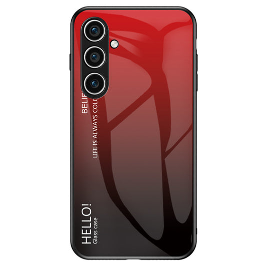 For Samsung Galaxy S24 Phone Cover Gradient Tempered Glass Back Cover - Gradient Red Black