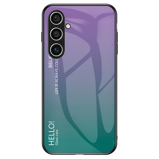 For Samsung Galaxy S24 Phone Cover Gradient Tempered Glass Back Cover - Gradient Purple