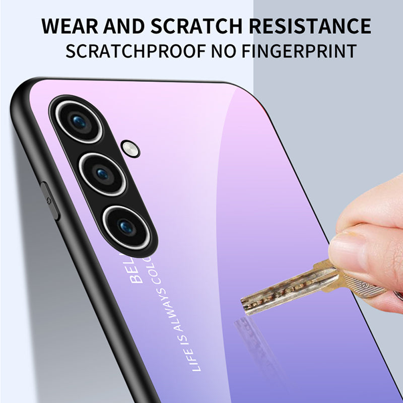 For Samsung Galaxy S24 Phone Cover Gradient Tempered Glass Back Cover - Gradient Purple