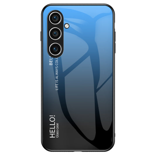 For Samsung Galaxy S24 Phone Cover Gradient Tempered Glass Back Cover - Gradient Blue Black