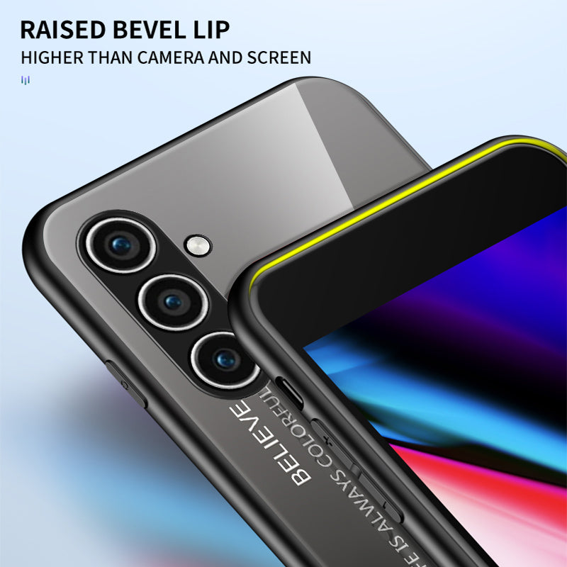 For Samsung Galaxy S24 Phone Cover Gradient Tempered Glass Back Cover - Gradient Blue Black