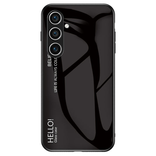 For Samsung Galaxy S24 Phone Cover Gradient Tempered Glass Back Cover - Black
