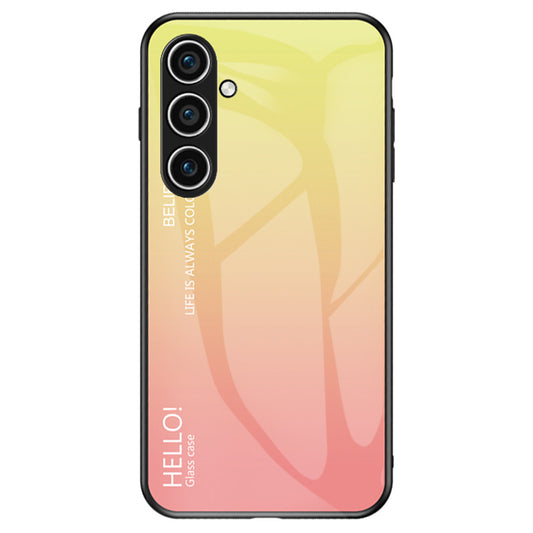 For Samsung Galaxy S24 Phone Cover Gradient Tempered Glass Back Cover - Gradient Yellow