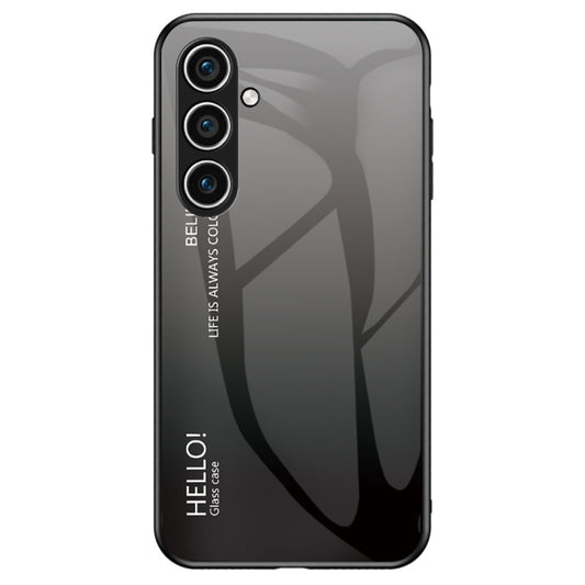 For Samsung Galaxy S24 Phone Cover Gradient Tempered Glass Back Cover - Gradient Black Grey
