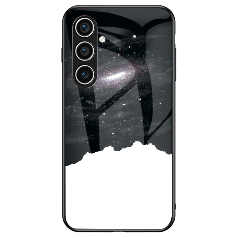 For Samsung Galaxy S24 Cell Phone Case Tempered Glass+PC+TPU Starry Sky Pattern Shell - Cosmic Starry Sky