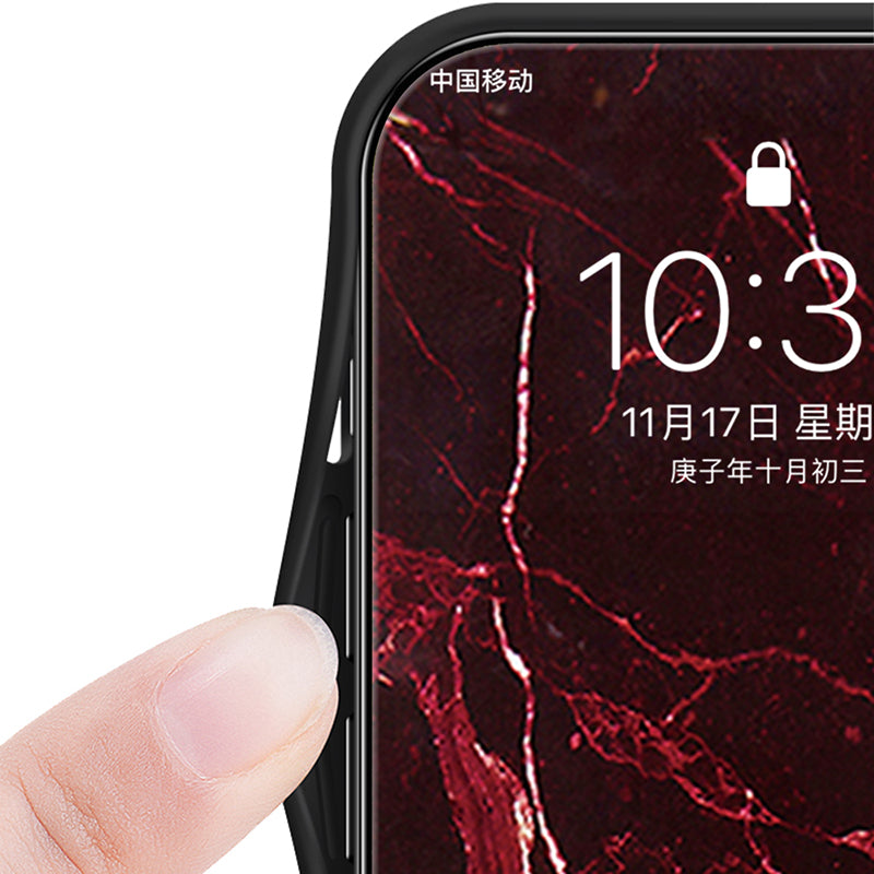 Marble Pattern Case for Samsung Galaxy S24+ Cover Slim-Fit Tempered Glass+PC+TPU Phone Shell - White Marble