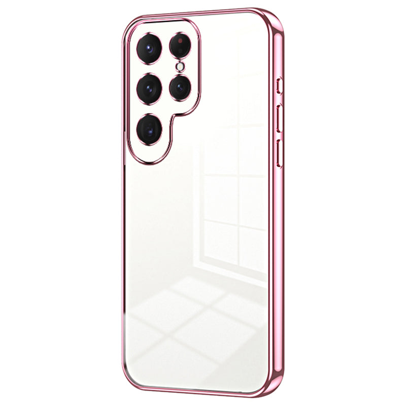 For Samsung Galaxy S24 Ultra TPU Phone Case Electroplated Frame Protective Cover - Pink