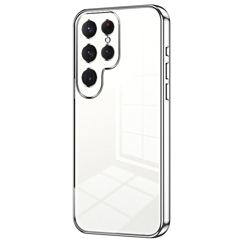 For Samsung Galaxy S24 Ultra TPU Phone Case Electroplated Frame Protective Cover - Silver