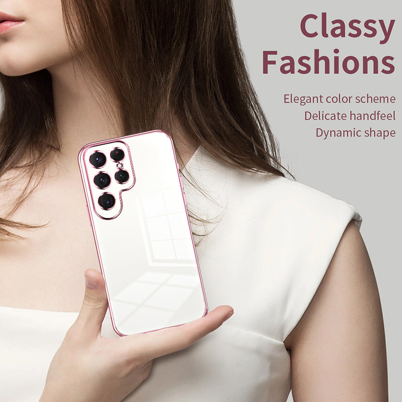 For Samsung Galaxy S24 Ultra TPU Phone Case Electroplated Frame Protective Cover - Silver