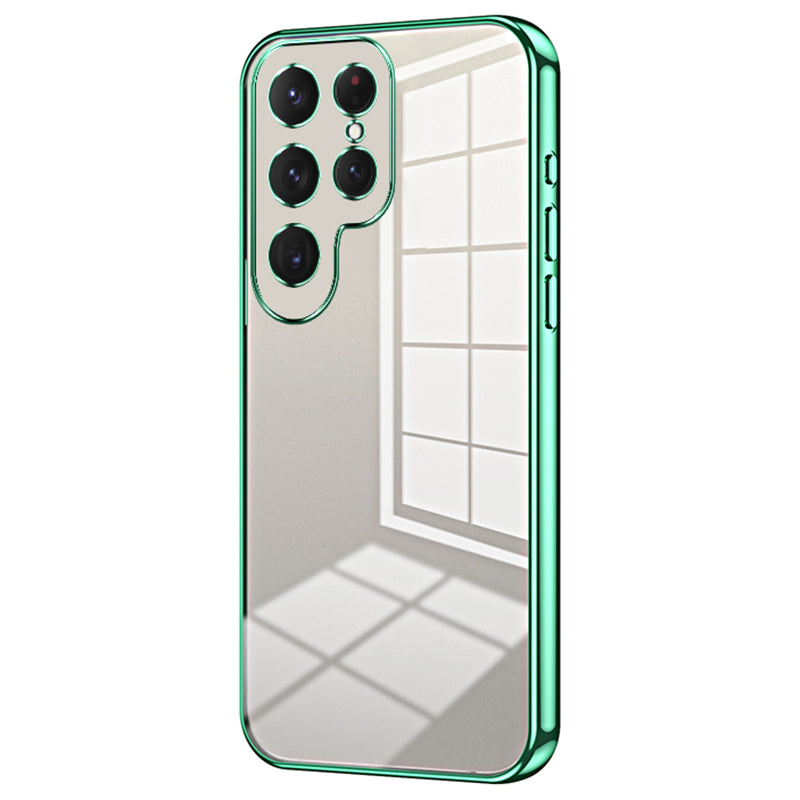 For Samsung Galaxy S24 Ultra TPU Phone Case Electroplated Frame Protective Cover - Green