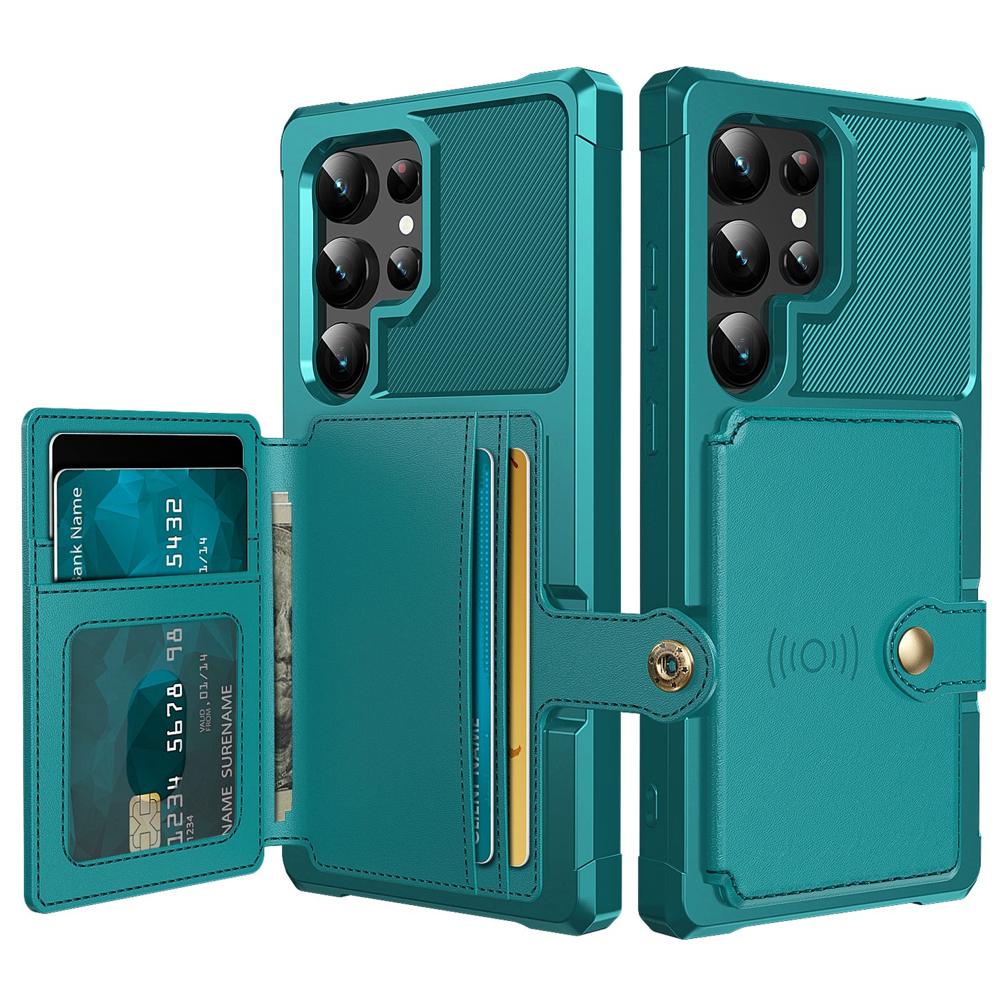 ZM03 For Samsung Galaxy S24 Ultra Case Slim-Fit PU Leather+TPU Kickstand Smart Phone Cover - Green