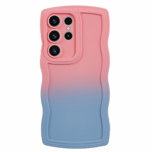 JTW Series for Samsung Galaxy S24 Ultra Wavy Edge TPU Case Dual-Side Rubberized - Pink+Sky Blue