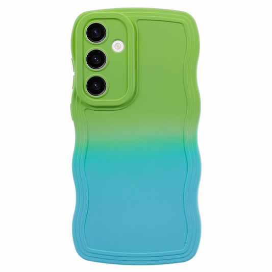 JTW Series for Samsung Galaxy S24 Phone Case Gradient Dual Color TPU Cover - Green+Baby Blue